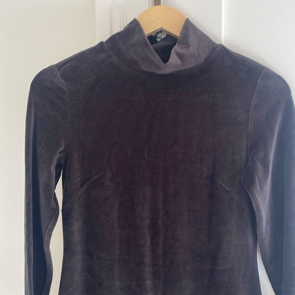 Everlane Velour Velvet Mock Neck Long Sleeve Shift Sweater Dress | S - Picture 2 of 7